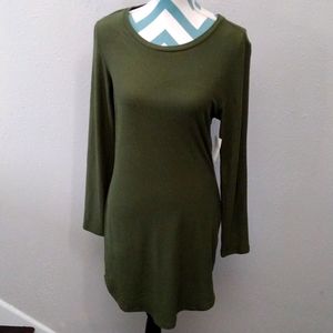 Green Long Sleeve Shirt Dress NWT